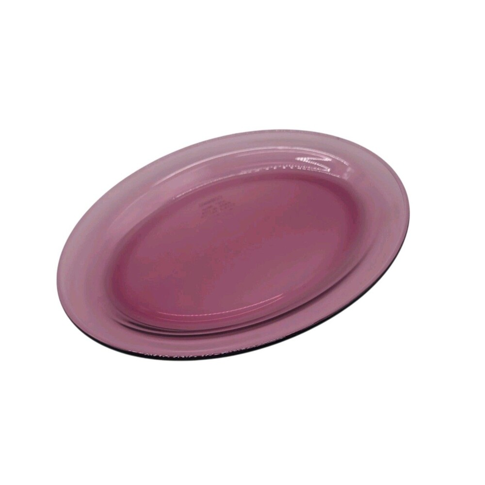 Vtg Corning Ware Vision Cranberry Purple Glass Oval Serving Platter 14x10 USA